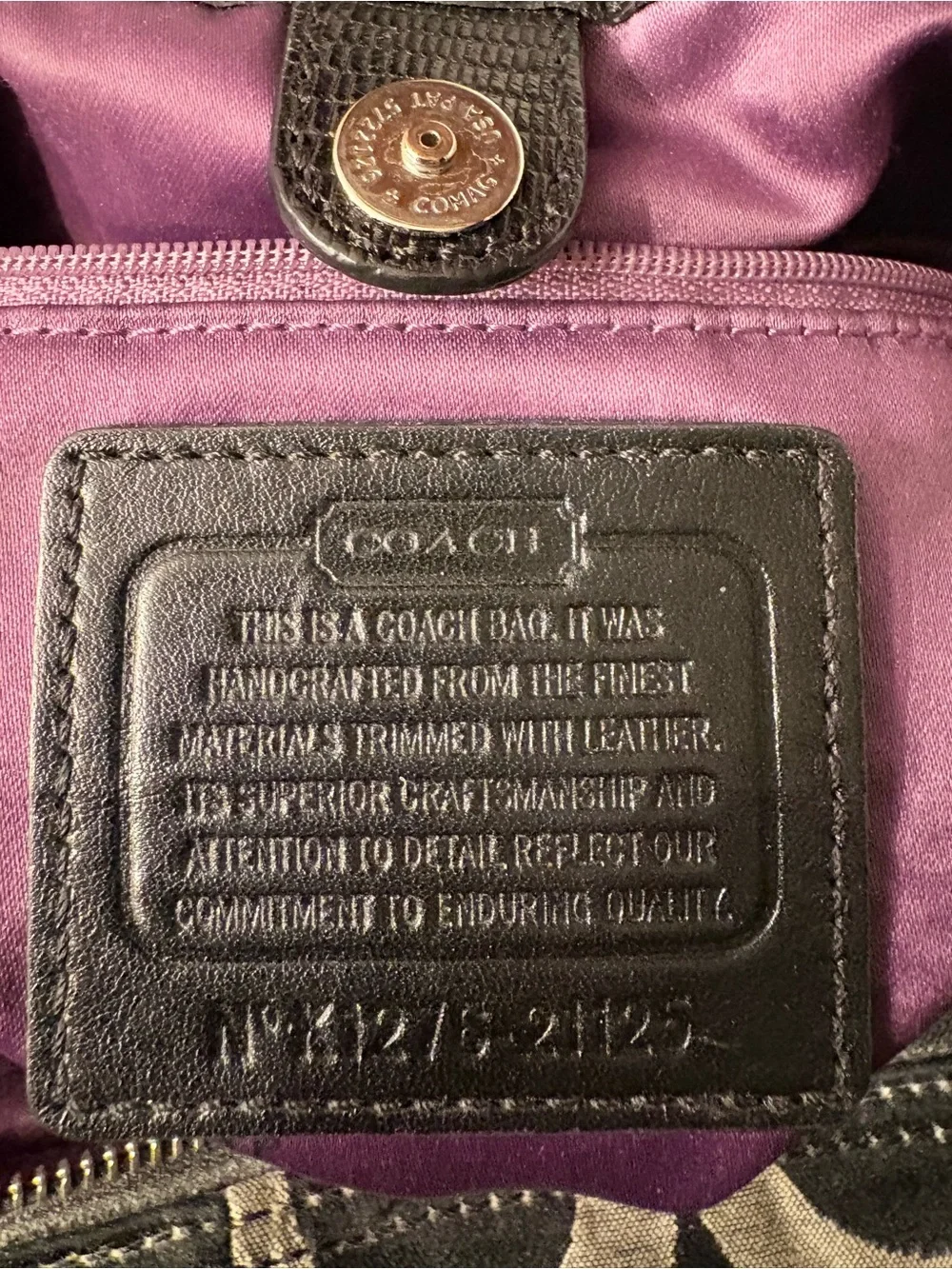 Coach Madison Op Art Maggie Black Cream Jacquard Shoulder Bag F21125 EUC